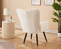 Modern Single Sofa Armchair With High Backrest Comfy Reading Chair For Small Spaces Living Room Bedroom Apartment Color:White White Teddy