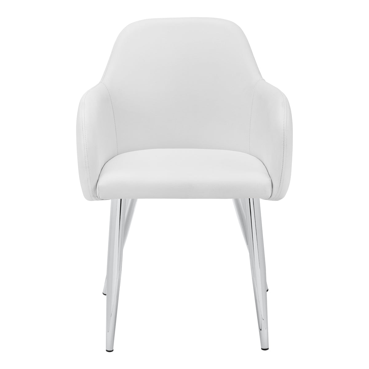 Dining Chair, Set Of 2, Side, Upholstered, Kitchen, Dining Room, White Leather Look, Chrome Metal, Contemporary, Modern White Foam Faux Leather