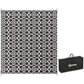 Outsunny Reversible Outdoor Rug, 8' X 10' Waterproof Plastic Straw Floor Mat, Portable Rv Camping Carpet With Carry Bag, Large Floor Mat For Backyard, Deck, Picnic, Beach, Black & White Cr Multicolor Polypropylene