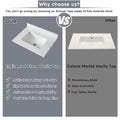 31 Inch Marble Vanity Top, White Vanity Top With Pre Drilled Faucet Holes, Bathroom Vanity Top With Undermount Rectangular Middle Sink And 4