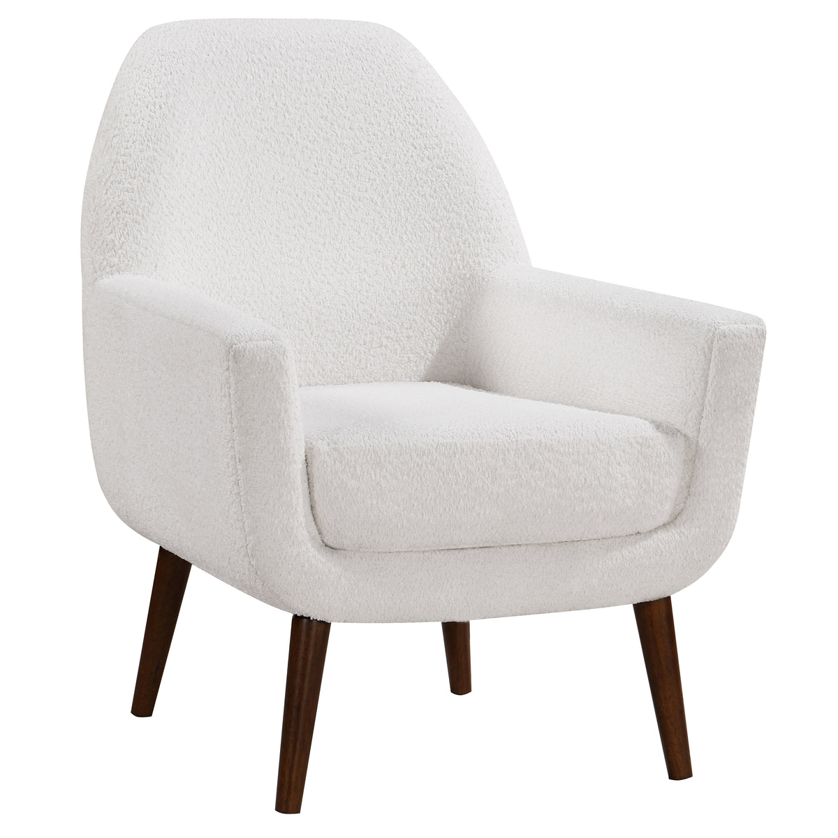 Prince Mid Century Boucle Arm Chair White Foam Boucle