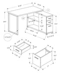 Computer Desk, Home Office, Corner, Left, Right Set Up, Storage Drawers, L Shape, Work, Laptop, Black And Grey Laminate, Black Metal, Contemporary, Modern Black Particle Board