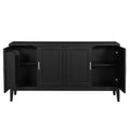4 Door Sideboard Storage Cabinet With Door Shelf For Living Room And Dining Room, Two Large Cabinets With Adjustable Shelf, Black Black Rubberwood Solid Wood Mdf