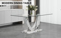 A Modern And Simple Rectangular Glass Table, Equipped With A 0.39 Inch Tempered Glass Table And Medium Density Board Legs, And Stainless Steel Support Shelves. Used In The Kitchen, Dining Room F 907 White Glass