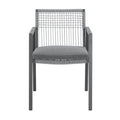 Outdoor Dining Set, Dining Chair Set Of 6 Aluminum Dining Table, Gray Black Black Grey Aluminum