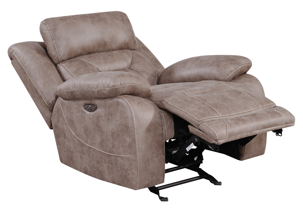 Aria Dual Power Recliner Sand Brown Fabric