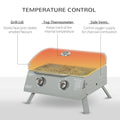 Outsunny 2 Burner Propane Gas Grill Outdoor Portable Tabletop Bbq With Foldable Legs, Lid, Thermometer For Camping, Picnic, Backyard, Light Grey Light Grey Steel