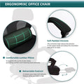 Retractable Footrest Ergonomic Swivel Office Chair With Lumbar Support Pillow And Padded Armrests, Black Black Metal