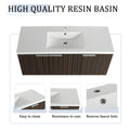 48 Inch Bathroom Cabinet With Resin Sink,Soft Close Doors,Float Mounting Design Silver Brown Stripe Bathroom Modern Plywood Plywood