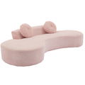 Arrived 105.5''Curved Sofa, Modern Minimalist Sofa, Cloud Couch Sofa 3 4 Seater Couch With 2 Pillows,Bedroom, No Assembly Required, Point Shaped Corduroy, Anti Wrinkle ,Pink Pink Polyester Primary Living Space Tight Back Soft Modern Foam Upholstered 3