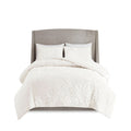 3 Piece Tufted Cotton Chenille Floral Duvet Cover Set Queen Off White Cotton