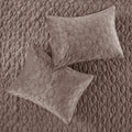 3 Piece Velvet Quilt Set Taupe King Cal King King Taupe Cotton