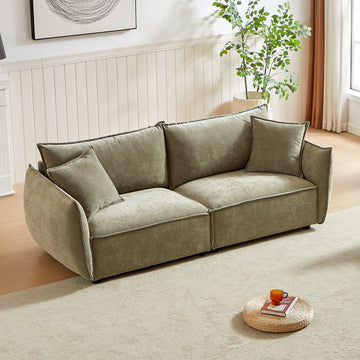 Mh88" Modern Living Room Sectional, Wide Living Room Sectional, Stylish Chenille Triple Sectional With Extra 2 Pillows, Thickly Padded Seat And Back And Armrests For Apartment, Living Room Light Green Chenille Wood Primary Living Space Pine Foam Fabric 3