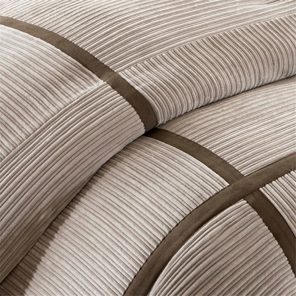 7 Piece Micro Corduroy Comforter Set Taupe Queen Queen Taupe Polyester