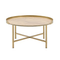 Oak And Gold Coffee Table With Tray Top Oak Primary Living Space Modern Round Wood Metal