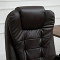 Vinsetto 7 Point Vibrating Massage Office Chair, High Back Executive Recliner With Lumbar Support, Footrest, Reclining Back, Adjustable Height, Brown Brown Faux Leather