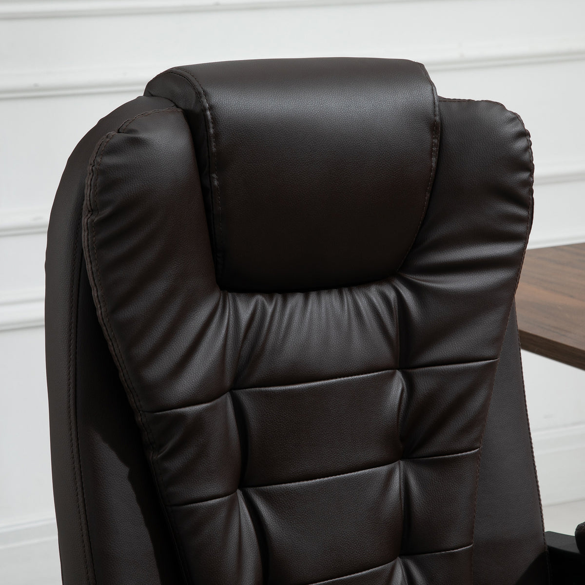 Vinsetto 7 Point Vibrating Massage Office Chair, High Back Executive Recliner With Lumbar Support, Footrest, Reclining Back, Adjustable Height, Brown Brown Faux Leather
