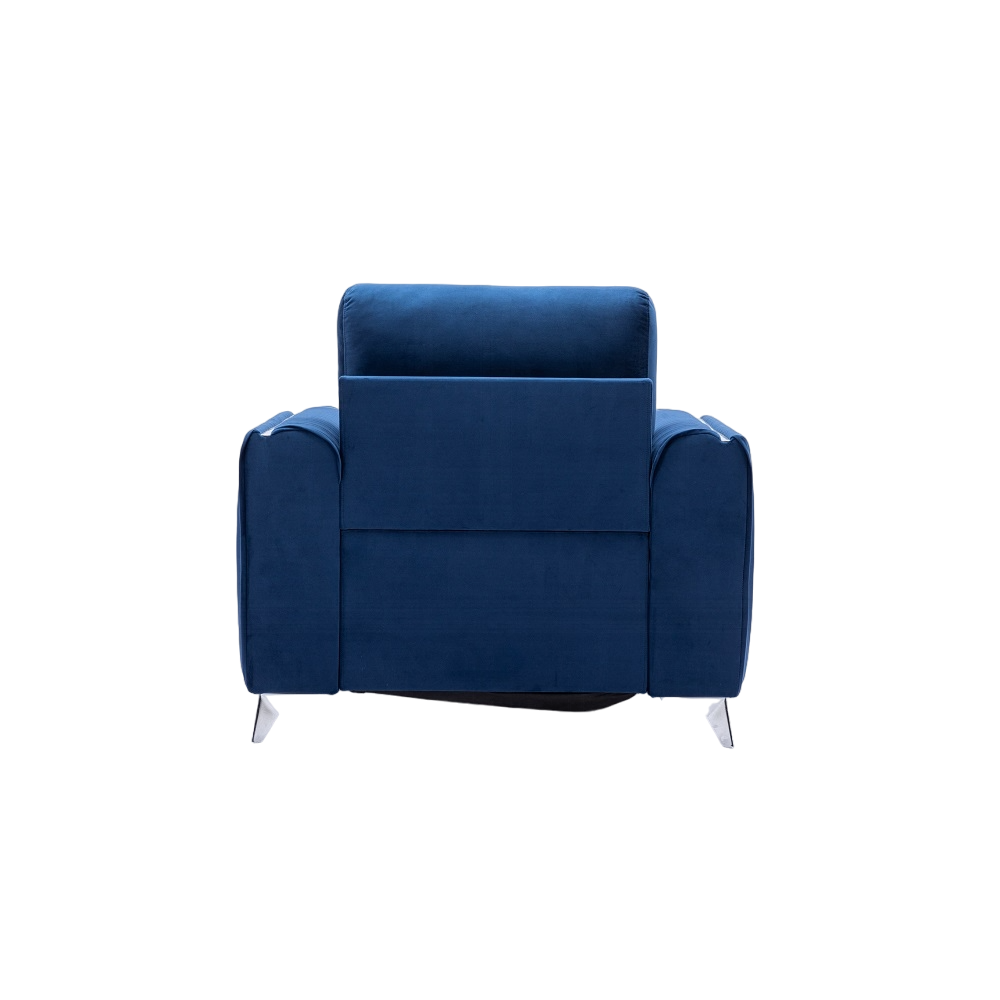 Blue Accent Chair With Metal Leg With Chrome Trim Accents Blue Primary Living Space Modern Wood Fabric