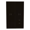 Armoire, Double Door Cabinet, One Drawer, Five Interior Shelves, Rod, Black White Multicolor Solid Wood Mdf Engineered Wood