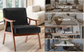 Mid Century Modern Chair, Living Room Chair With Solid Wood Frame, Accent Chair Extra Thick Backrest, Wingback Chair For Bedroom, Reading Room, Living Room, Lounge Chair Indoor Black Pu Primary Living Space Mid Century Modern Foam Pu Leather