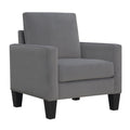 1Pc Mid Century Modern Upholstered Living Room Arm Chair Gray Microfiber Wood Fabric Gray Primary Living Space Contemporary,Mid Century Modern,Modern Foam Wood