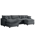 Oversized Modular Cushion Sofa, Portable Ottoman, L Shaped Corner Low Back Deep Seating Spacious Sofa Set And Sofa Bed For Home Apartment Living Room Set, Grey Corduroy Grey Corduroy 3 Seat
