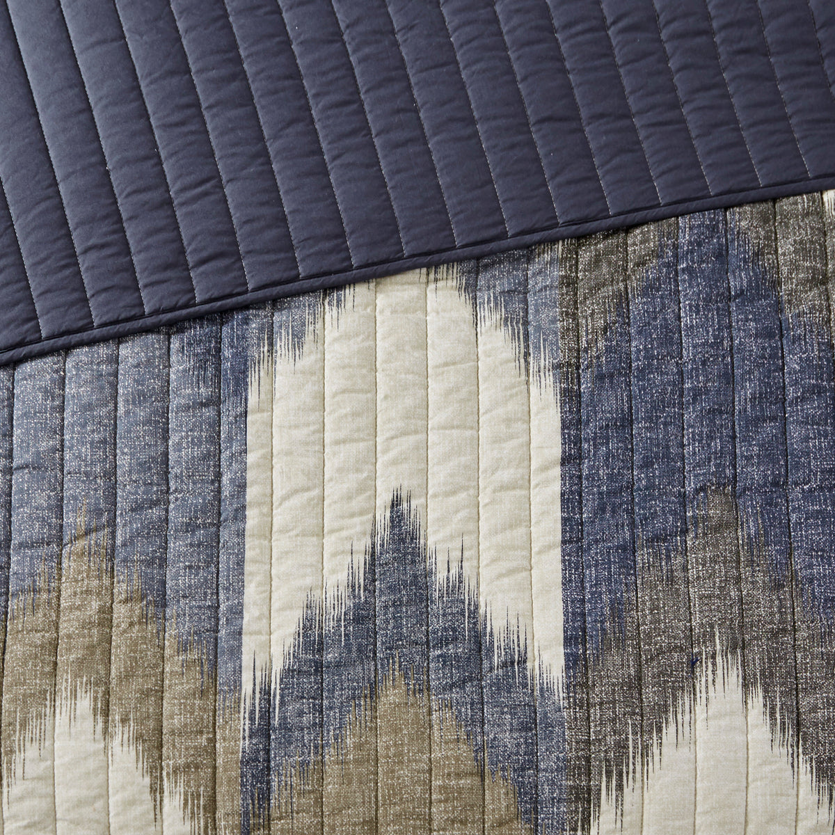 3 Piece Printed Cotton Quilt Set Navy King Cal King King Navy Cotton