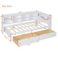 Wooden Twin Size Daybed With 2 Drawers, Daybed With Storage Shelf And Usb Charging Ports,White Twin White Wood
