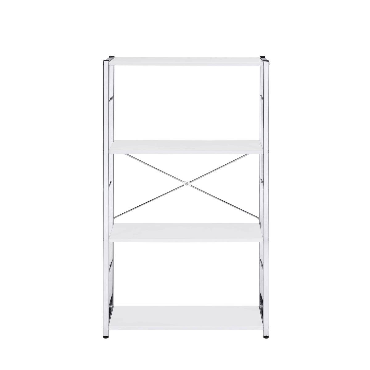Tennos White & Chrome Finish Bookshelf White Metal,Synthetic Wood