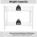 Bunk Bed Twin Over Twin Size With Ladder And High Guardrail, Able To Split, Metal Bunk Bed, Storage Space, Noise Free,White Box Spring Not Required Twin White Metal Metal