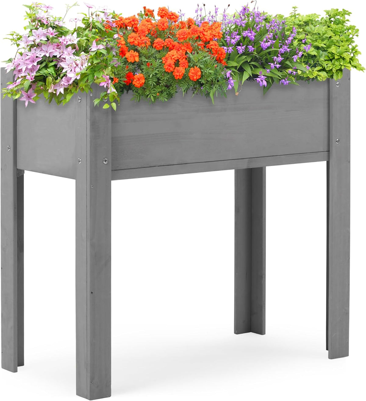 31X31X16 Inch Raised Garden Bed With Legs, Elevated Wooden Planter Box For Outdoor Plants Flowers Fruits Vegetable Herb Growingg Grey Solid Wood