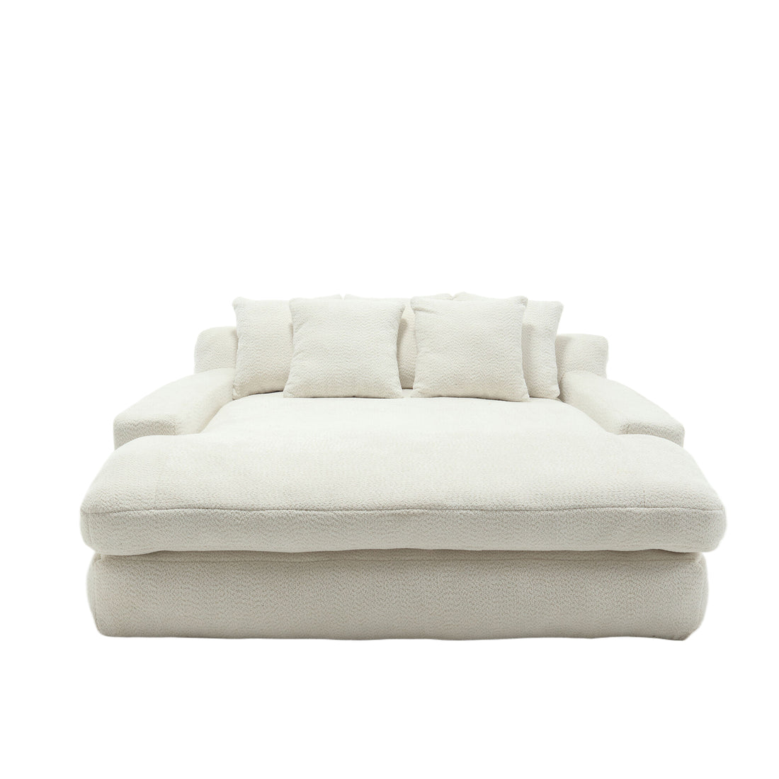 Coolmore Chenille 2 Seater Lazy Sofa With 5 Back Pillows,Comfy Sofa Deep Seat Couch For Living Room,Club White White Chenille 2 Seat
