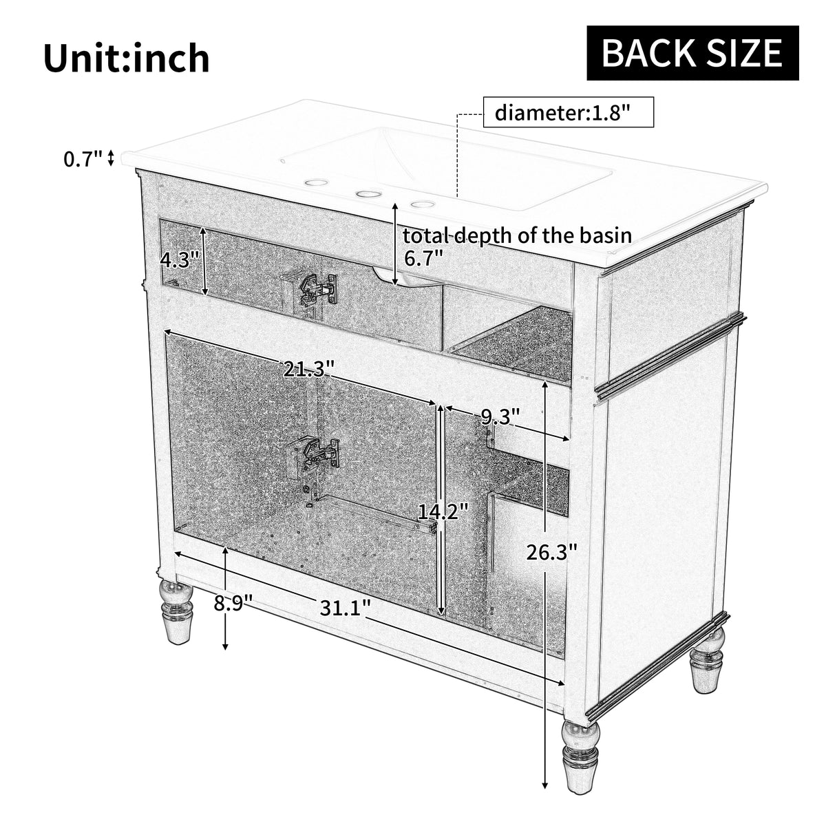 36" Bathroom Vanity With Sink, Black Bathroom Cabinet With Drawers, Solid Frame And Mdf Board, One Package Black Solid Wood Mdf