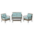 Patio Furniture, Outdoor Furniture, Seasonal Pe Wicker Furniture, Four Set Wicker Furniture With Black Metal Table Yes Brown Seats 4 Pe Rattan Iron Waterproof Fabric