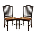 Set Of 2 Side Chairs In Black And Antique Oak Finish Black Dining Room Rectangular Transitional Dining Chairs Slat Back Set Of 2 Solid Wood Mdf
