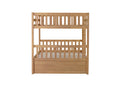 Full Over Full Rubber Wood Bunk Bed With Trundle, Ladder And Guardrails, Convertible To 2 Full Size Beds, With Twin Size Trundle,White Oak Full White Oak Bedroom American Design Bed Frame Rubber