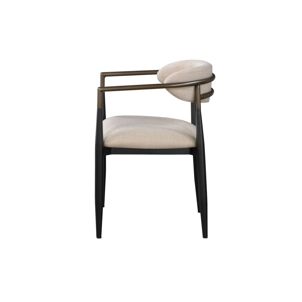 Beige And Black Armchair With Open Back Set Of 2 Solid Beige Black Dining Room Side Chair Solid Back Set Of 2 Wood Fabric
