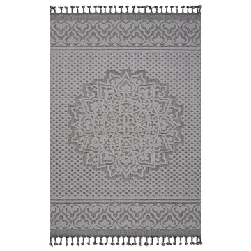4X6 Gray White Medallion Indoor Outdoor Area Rug Grey White Polypropylene