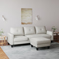 Living Room Furniture With Polyester Fabric L Shape Couch Corner Sofa For Small Space Beige Beige Foam Polyester 3 Seat