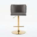 Swivel Barstools Adjusatble Seat Height With Gold Plating Base, Classic Velvet Upholstered Bar Stools With The Whole Back Tufted, For Home Pub And Kitchen Island,Gray, Set Of 2 Gray American Design,Classic Bar Stools Set Of 2 Foam Velvet