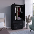 Taly Double Door Armoire Black Black Bedroom Modern Particle Board