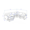 Modern U Shaped 6 Seat Sectional Sofa Couch With One Ottoman And Three Toss Pillows ,Modular Sofa For Living Room,Corduroy Sofa Orange Corduroy 7 Seat