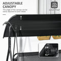 Outsunny 3 Seat Outdoor Patio Swing Chair With Removable Cushion, Steel Frame Stand And Adjustable Tilt Canopy For Patio, Garden, Poolside, Balcony, Backyard, Black 1 Black Steel