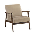 Mid Century Modern Design 1Pc Accent Chair Light Brown Velvet Upholstery Dark Walnut Finish Wood, High Resiliency Foam Cushions Light Brown Primary Living Space Mid Century Modern Solid Wood