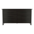 Double Dresser, Four Legs, 6 Drawer, Superior Top, Black Black Solid Wood Mdf Engineered Wood