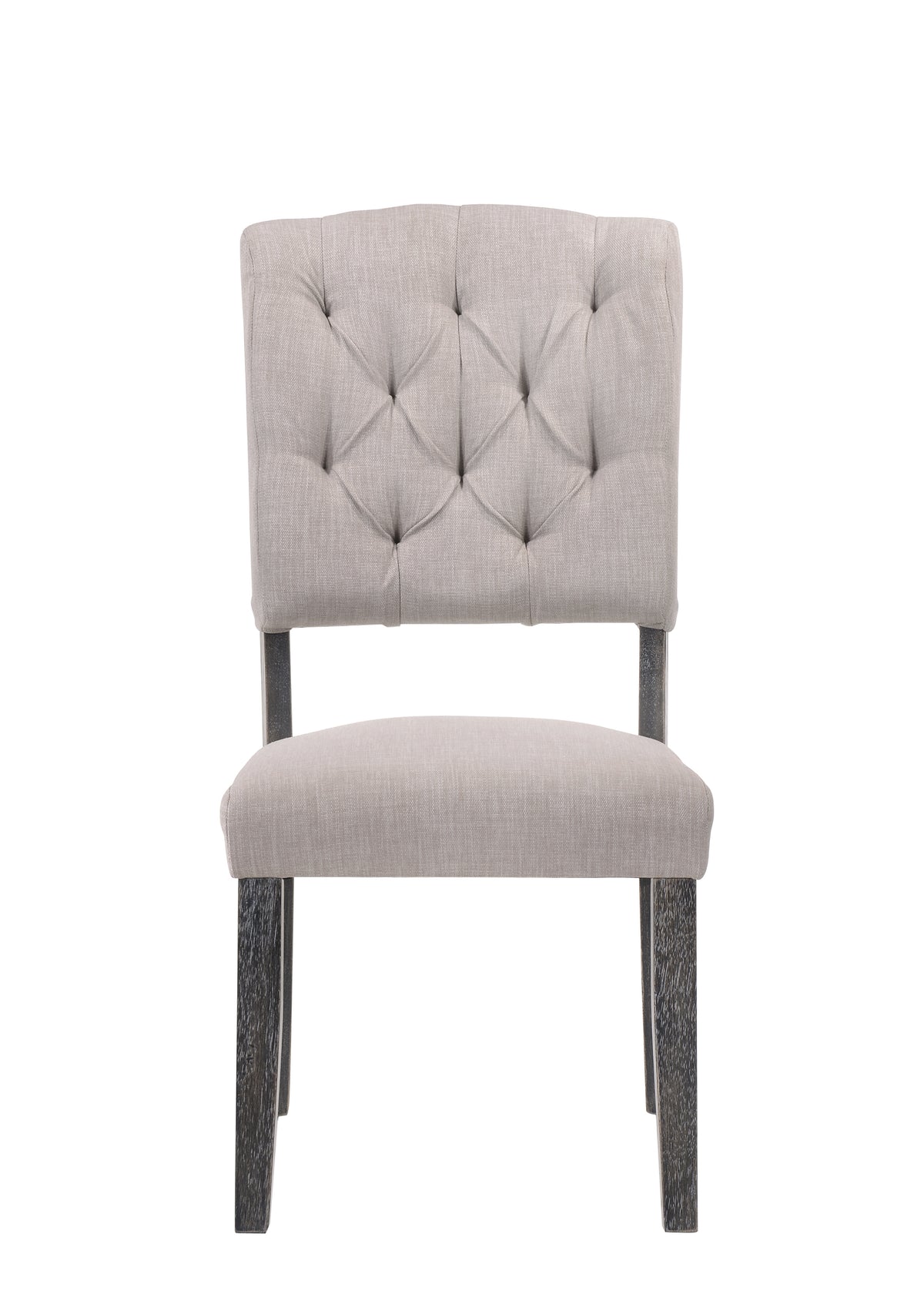 Bernard Beige Linen & Weathered Gray Oak Finish Side Chair Set Of 2 Beige,Gray Linen,Synthetic Wood