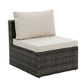 Patio Furniture, Outdoor Furniture, Seasonal Pe Wicker Furniture, 6 Set Wicker Furniture With Tempered Glass Coffee Table Dark Gray Seats 4 Pe Rattan Iron Waterproof Fabric