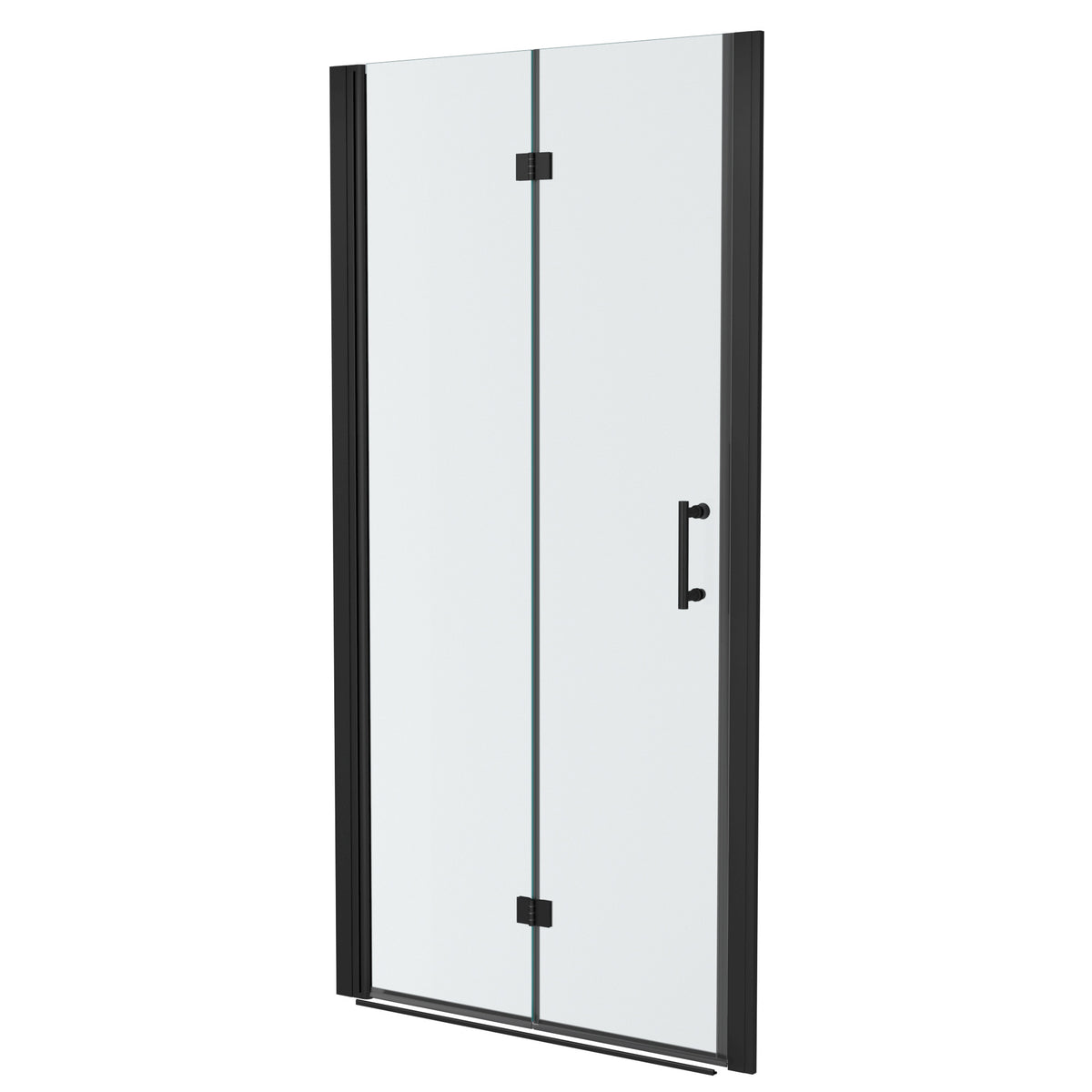 34"W X 72"H Fold Frameless Shower Door With Tempered Glass, Matte Black Matte Black Glass