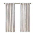 Poly Printed Curtain Panel With Tufted Stripe And Lining White Brown 50X84