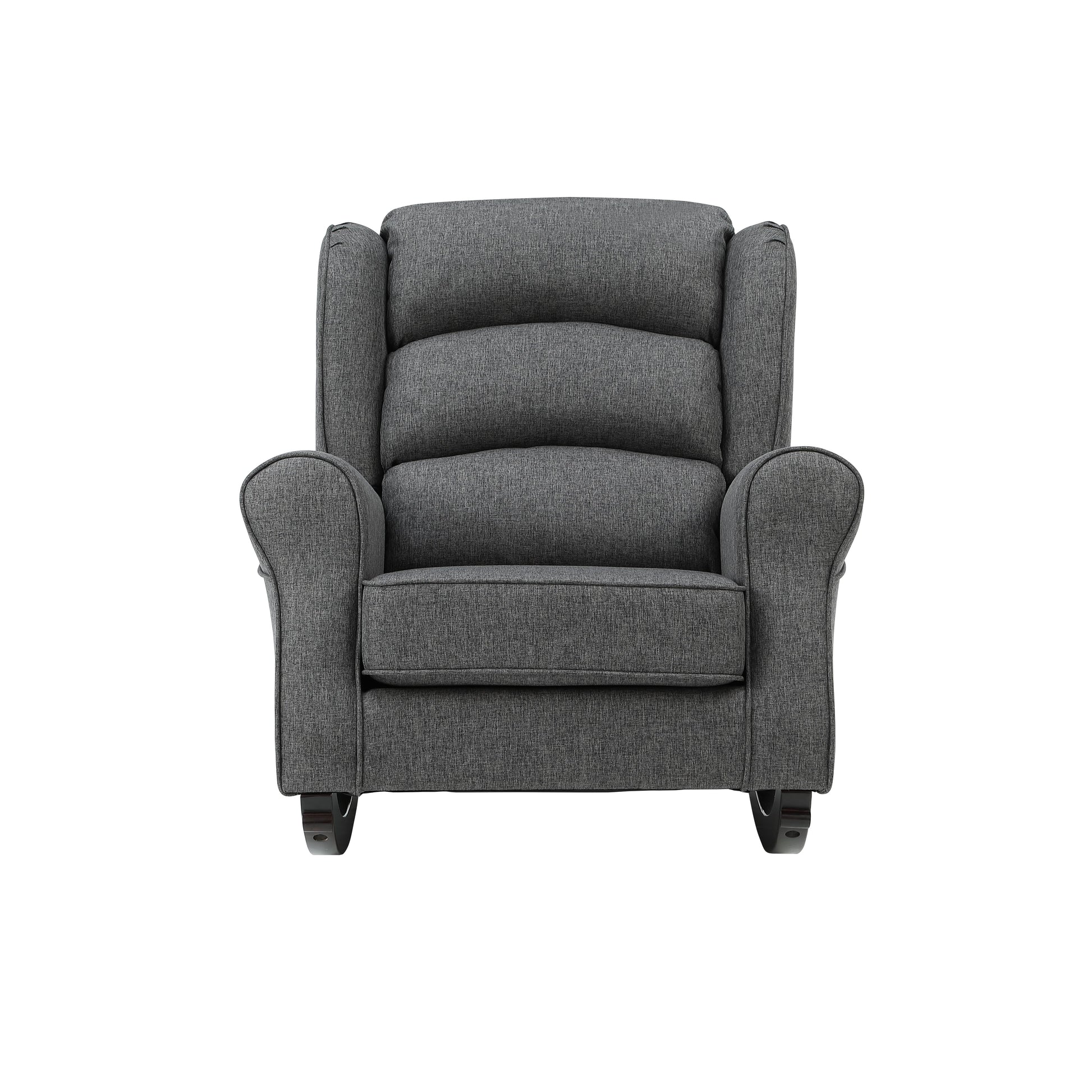 Grey Rocking Chair With Flared Arm Cushion Solid Grey Primary Living Space Foam Rocking Chairs Solid Back Wood Fabric